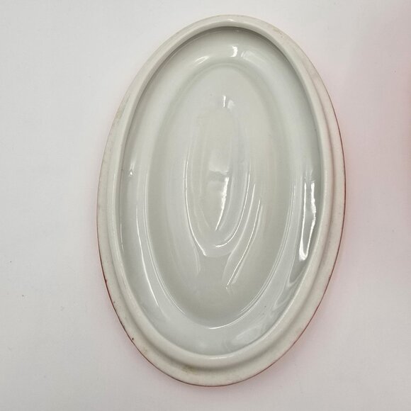 Vintage Ceramic Oval Serving Dish MCM Style 1950s Covered Bowl Good Condition - Picture 3 of 13